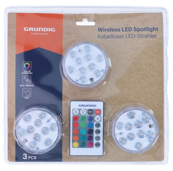 Grundig - Set de 3 lămpi LED RGBW dimabile LED/3W/3xAAA IP65 + telecomandă