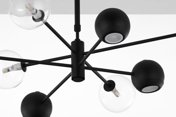 Lustră pe tijă Jupiter 1996 MOKA 4xGU10/10W/230V + 4xG9/10W/230V negru/transparent