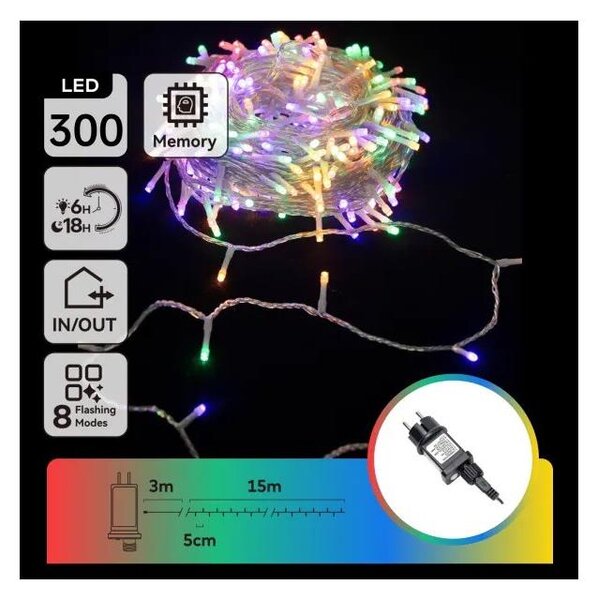 Aigostar - Ghirlandă de Crăciun LED RGBY pentru exterior, 300 LED, 6W, 230V, 15m, IP44