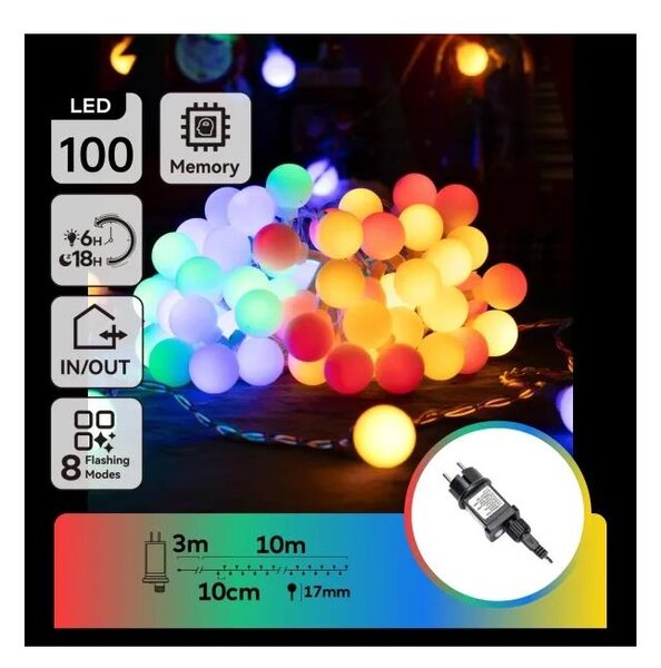 Aigostar - Ghirlandă LED RGBY decorativă pentru exterior 100xLED/3,6W/230V/8 funcții 10m IP44