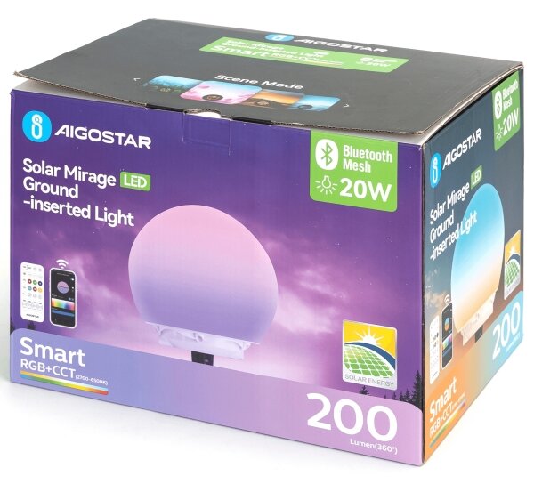 Aigostar-LED Lampă LED RGB MESH cu dimmer pentru exterior, 20W/3,7V, 4000mAh, 2700-6500K, IP65, diam. 20 cm