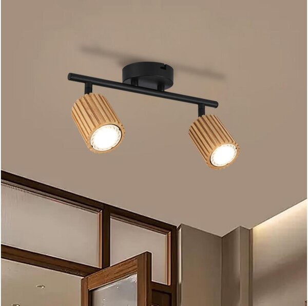 Brilagi - Spot MODERN WOOD 2xGU10/8W/230V, lemn/negru