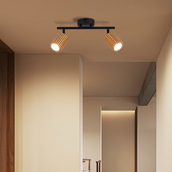 Brilagi - Spot MODERN WOOD 2xGU10/8W/230V, lemn/negru