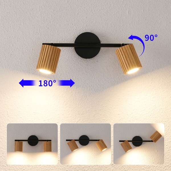 Brilagi - Spot MODERN WOOD 2xGU10/8W/230V, lemn/negru