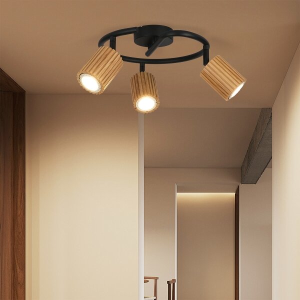 Brilagi - Spot MODERN WOOD 3xGU10/8W/230V lemn/negru