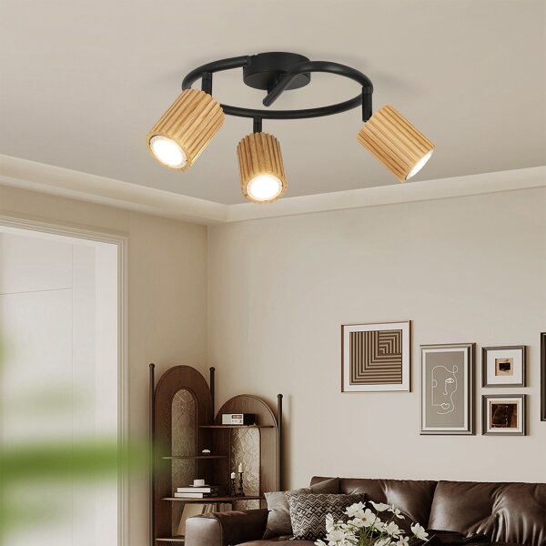 Brilagi - Spot MODERN WOOD 3xGU10/8W/230V lemn/negru