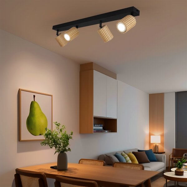 Brilagi - Corp de iluminat cu spoturi MODERN WOOD 4xGU10/8W/230V lemn/negru