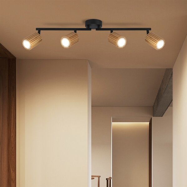 Brilagi - Spot MODERN WOOD 4xGU10/8W/230V lemn/negru