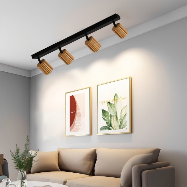 Brilagi - Corp de iluminat cu spoturi MODERN WOOD 4xGU10/8W/230V lemn/negru