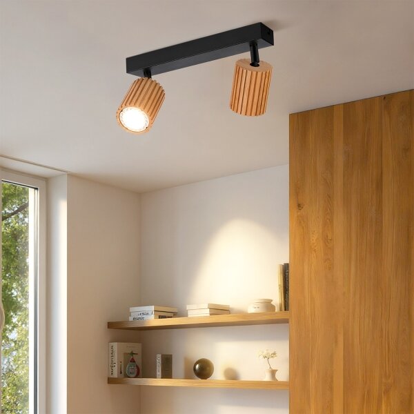 Brilagi - Spot MODERN WOOD 2xGU10/8W/230V lemn/negru