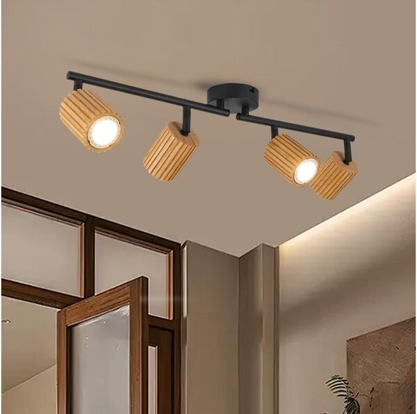 Brilagi - Spot MODERN WOOD 4xGU10/8W/230V lemn/negru