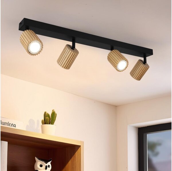 Brilagi - Corp de iluminat cu spoturi MODERN WOOD 4xGU10/8W/230V lemn/negru