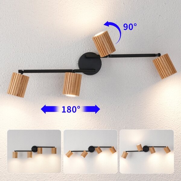 Brilagi - Spot MODERN WOOD 4xGU10/8W/230V lemn/negru