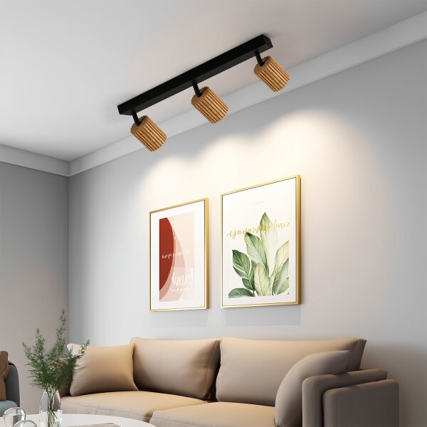 Brilagi - Spot MODERN WOOD 3xGU10/8W/230V lemn/negru
