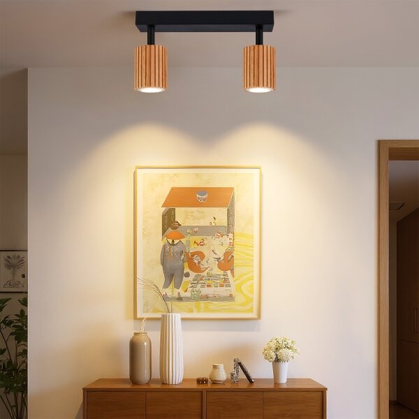 Brilagi - Spot MODERN WOOD 2xGU10/8W/230V lemn/negru