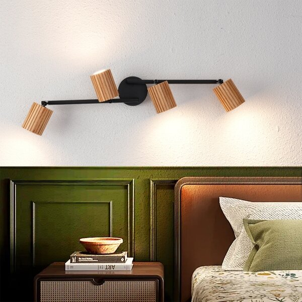 Brilagi - Spot MODERN WOOD 4xGU10/8W/230V lemn/negru