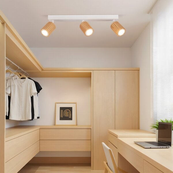 Brilagi - Corp de iluminat cu spoturi MODERN WOOD, 3x GU10, 8W, 230V, lemn/alb