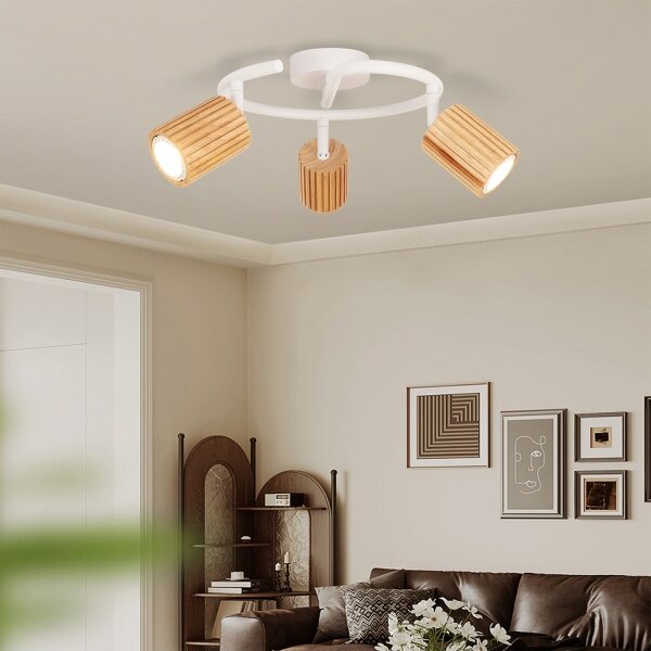 Brilagi - Corp de iluminat cu spoturi MODERN WOOD 3xGU10/8W/230V lemn/alb