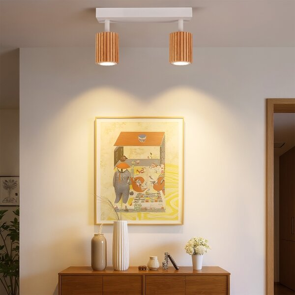 Brilagi - Spot MODERN WOOD 2xGU10/8W/230V, lemn/alb