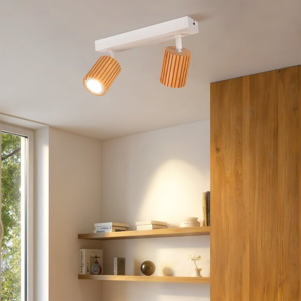 Brilagi - Spot MODERN WOOD 2xGU10/8W/230V, lemn/alb