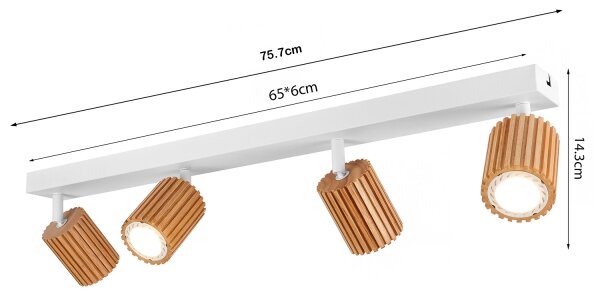 Brilagi - Lampă cu spoturi MODERN WOOD 4xGU10/8W/230V lemn/alb
