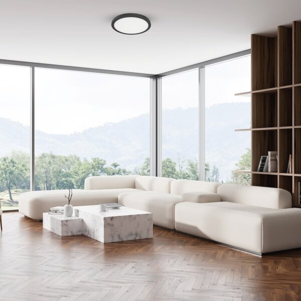Plafonieră LED EVORA, 24W, 230V, 3000/4000/6000K, diametru 30 cm, neagră