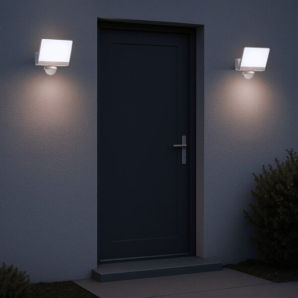 Proiector LED DAVOS, 30W/230V, IP54, cu senzor de mișcare și de crepuscul, alb