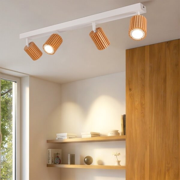 Brilagi - Lampă cu spoturi MODERN WOOD 4xGU10/8W/230V lemn/alb