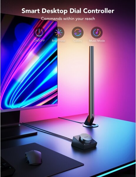 Govee - Panouri LED Smart Wi-Fi pentru gaming + Telecomandă duală Smart, alb (Wi-Fi)