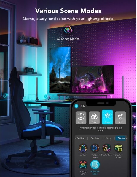 Govee - Panouri LED Smart Wi-Fi pentru gaming + Telecomandă duală Smart, alb (Wi-Fi)