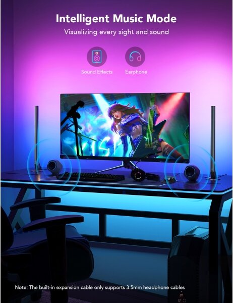 Govee - Panouri LED Smart Wi-Fi pentru gaming + Telecomandă duală Smart, alb (Wi-Fi)