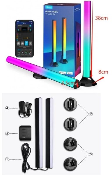 Govee - Panou SMART LED RGBIC 38 cm pentru TV 43-75" - set de 2 bucăți Wi-Fi