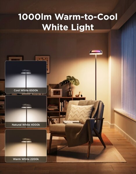 Govee UPLIGHTER MATTER lampă de podea LED dimabilă RGBICWW, 24W/230V, Wi-Fi