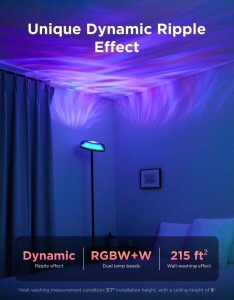 Govee UPLIGHTER MATTER lampă de podea LED dimabilă RGBICWW, 24W/230V, Wi-Fi