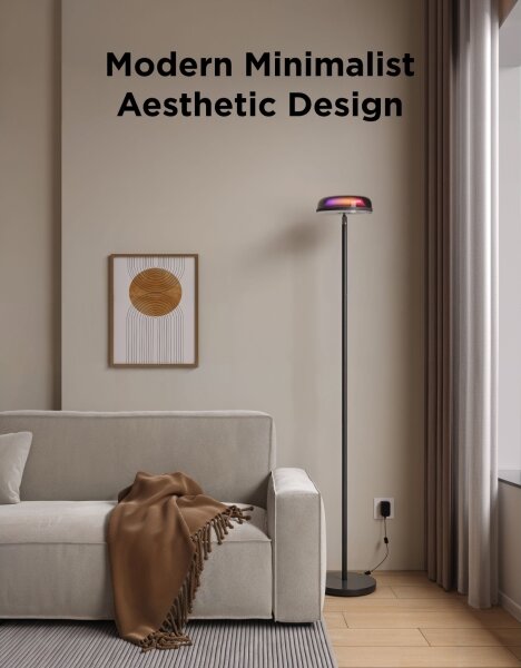 Govee UPLIGHTER MATTER lampă de podea LED dimabilă RGBICWW, 24W/230V, Wi-Fi