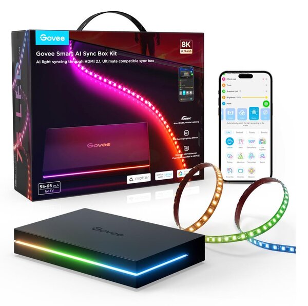 Govee - AI Sync Box 2 Iluminare RGBICW pentru Smart TV 55-65" Wi-Fi