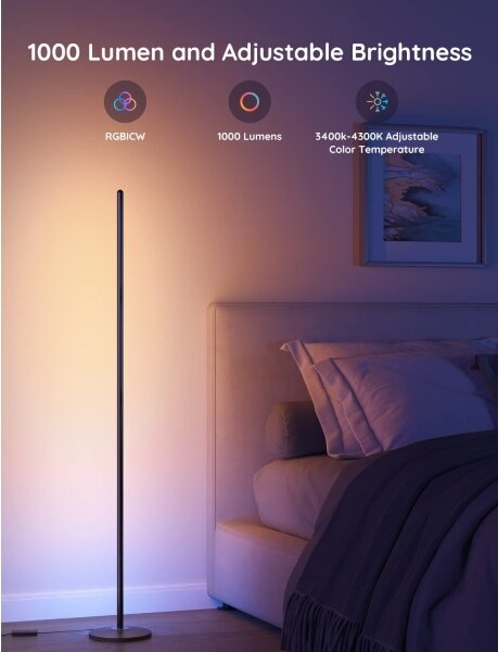 Govee - Lampă de podea dimabilă LED RGBW LITE MATTER, 24W/230V, Wi-Fi
