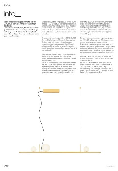 Redo 01-4301 - Lustră DUNE LED reglabilă pe cablu, 48W/230V, finisaj auriu