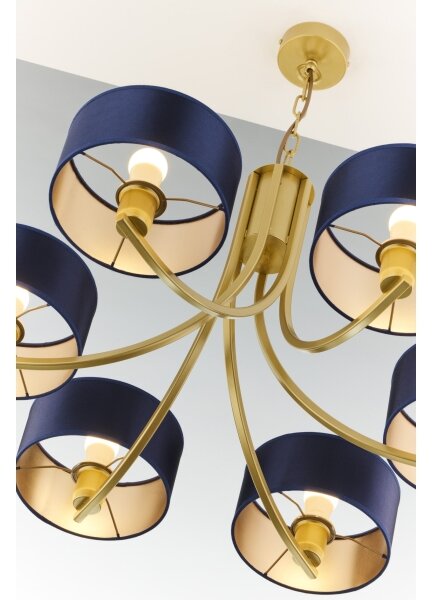 Jupiter 2095 - Candelabru ARTHUR cu lanț 6xE27/15W/230V albastru/auriu