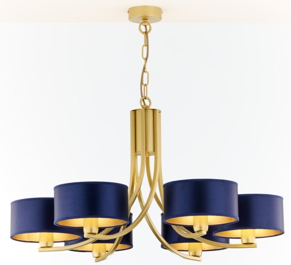 Jupiter 2095 - Candelabru ARTHUR cu lanț 6xE27/15W/230V albastru/auriu