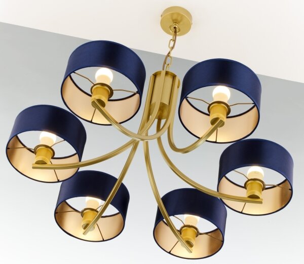 Jupiter 2095 - Candelabru ARTHUR cu lanț 6xE27/15W/230V albastru/auriu