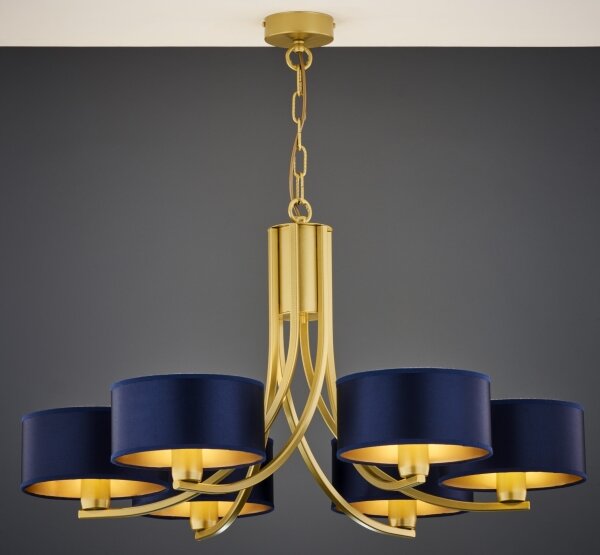 Jupiter 2095 - Candelabru ARTHUR cu lanț 6xE27/15W/230V albastru/auriu