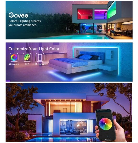 Govee - Bandă LED RGB dimabilă SMART LED/36W/24V 10m Wi-Fi