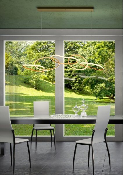Redo 01-3392 - Lustră LED dimerizabilă pe cablu BIAS LED/120W/230V auriu
