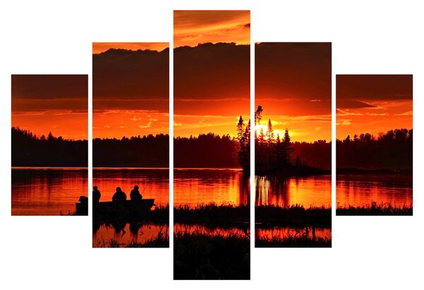 Tablou - Pescari pe lac (150x105 cm)