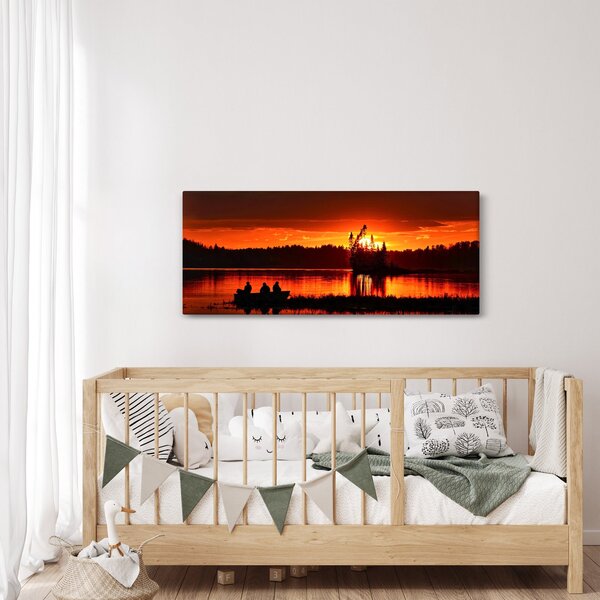 Tablou - Pescari pe lac (120x50 cm)