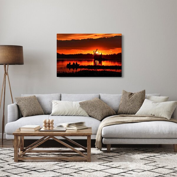 Tablou - Pescari pe lac (90x60 cm)