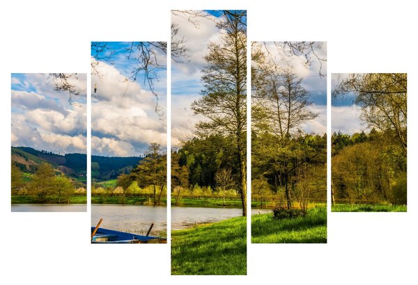 Tablou - Barcă pe lac (150x105 cm)