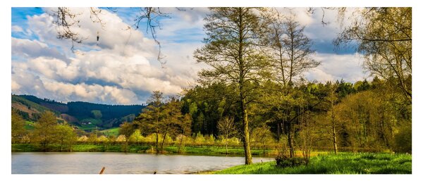 Tablou - Barcă pe lac (120x50 cm)