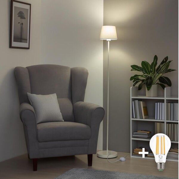 Brilagi - Lampă LED de podea CERIA 1xE27/40W/230V pr. 20,5 cm gri/alb